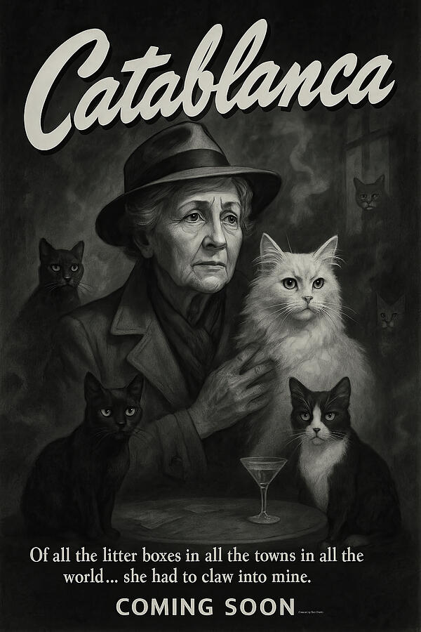 Catablanca by Bob Orsillo Fine Art Poster Combining Classic Film Noir and Feline Charm Mixed Media by Bob Orsillo Catablanca by Bob Orsillo Fine Art Poster Combining Classic Film Noir and Feline Charm Mixed Media by Bob Orsillo