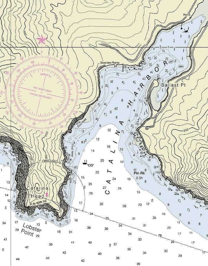 Catalina Harbor California Nautical Chart Digital Art by Sea Koast | Pixels