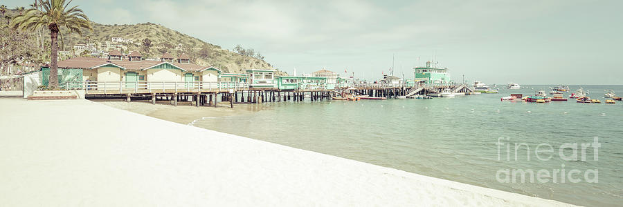 Catalina Island South Beach and Pier Panorama Photo Photograph by Paul Velgos