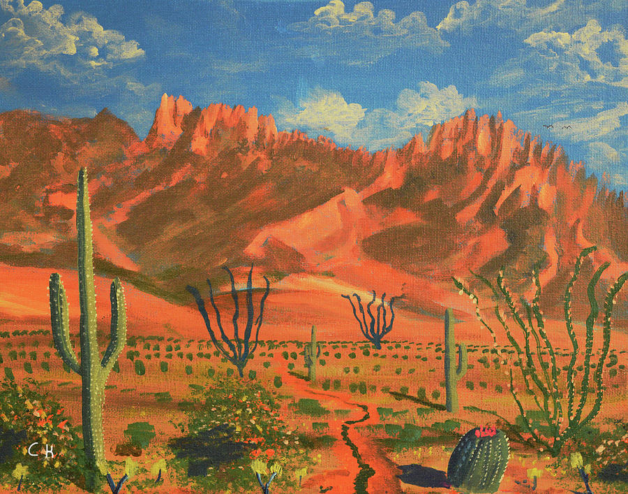 Sunset Painting - Catalina Mountains and Pusch Ridge Wilderness, Oro Valley, AZ by Chance Kafka