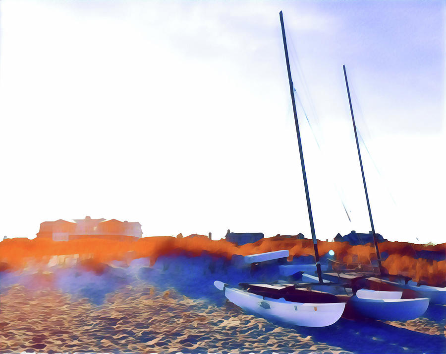 Catamarans At Sunset Digital Art