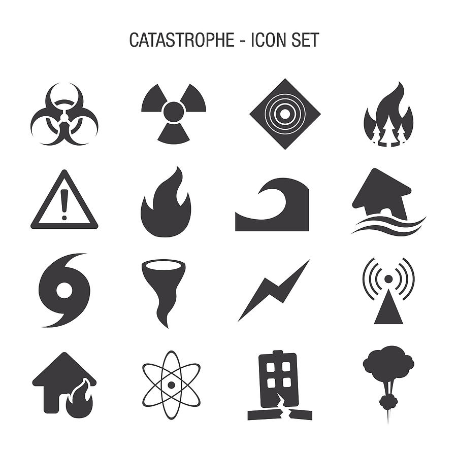 Catastrophe Icon Set Drawing by Bamlou