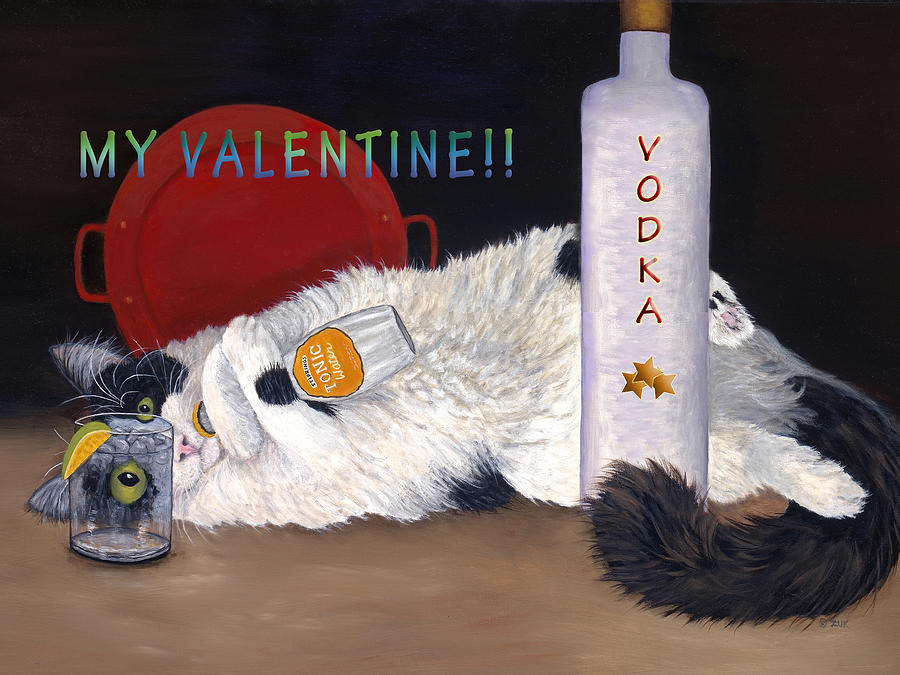 Catatonic Valentines Card Painting by Karen Zuk Rosenblatt