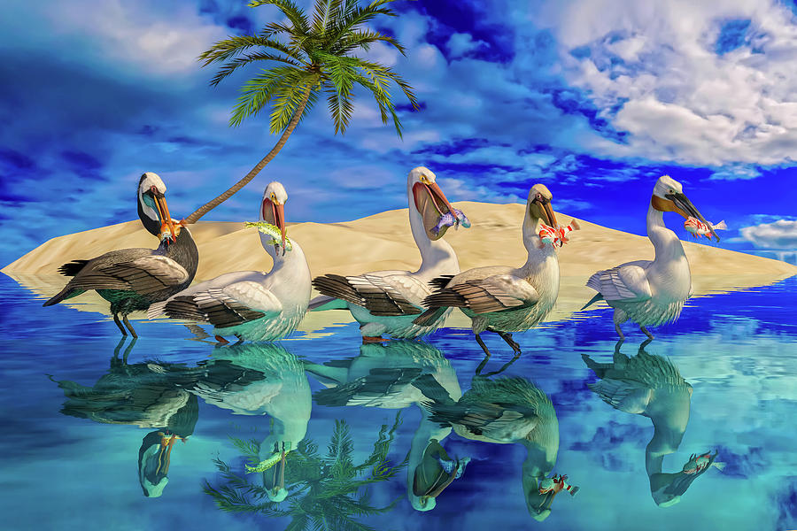 Pelican Digital Art - Catch of the Day by Betsy Knapp