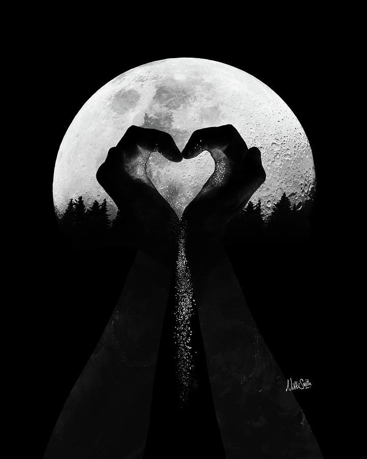 Catching Moonlight in Black and White Digital Art by Nikki Marie Smith