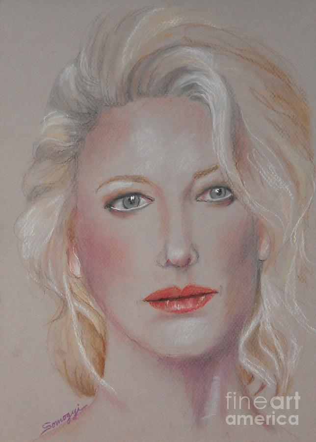 Blond Bombshell No.6-- Cate Blanchett Drawing by Jayne Somogy