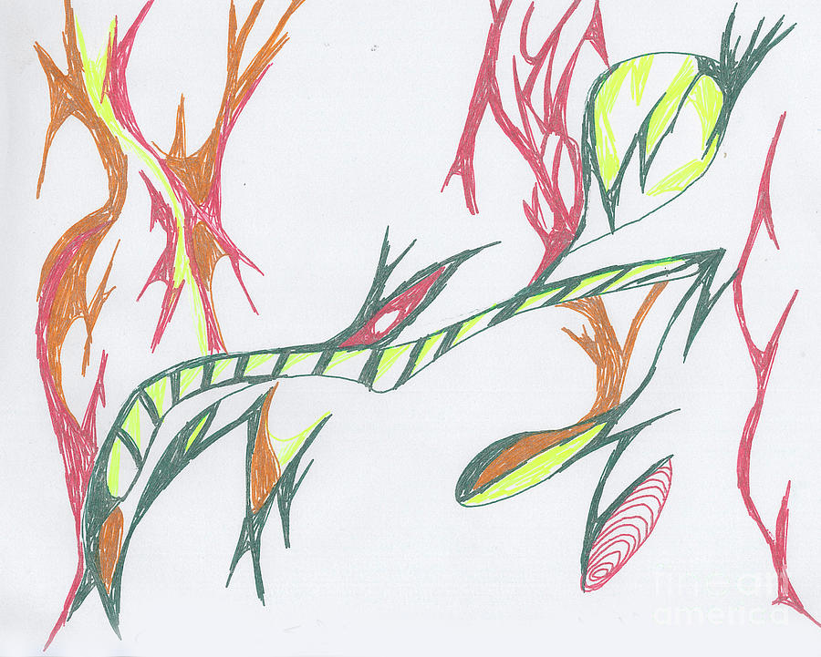 Caterpillar Evolving Drawing by Mary Mikawoz