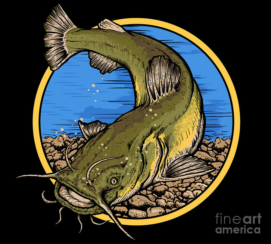 Catfish Fishing design for Fishermen and Women Digital Art by Jacob Hughes  - Pixels