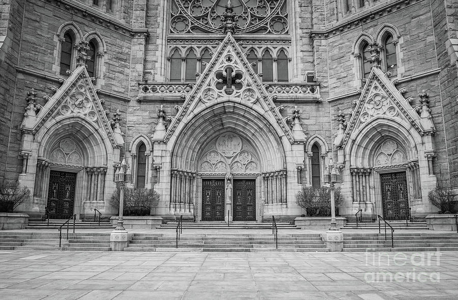 Cathedral Basilica Of The Sacred Heart - Entryway Bw Photograph