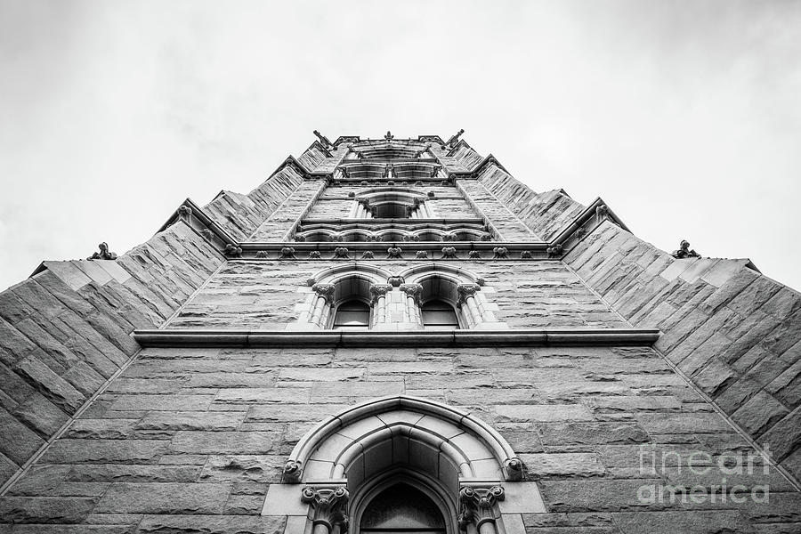 Cathedral Basilica Of The Sacred Heart - Tower Angle Bw Photograph