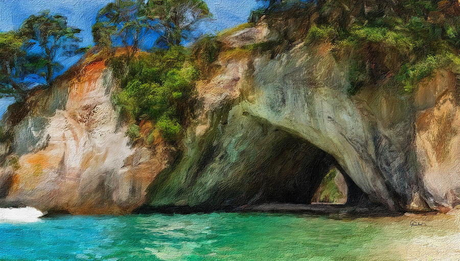 Cathedral Cove New Zealand Digital Art by Russ Harris