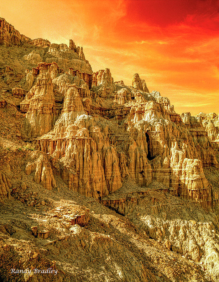 Cathedral Gorge with Firey sunset  Photograph by Randy Bradley