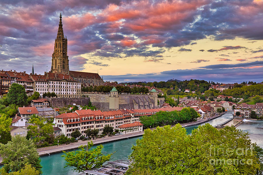 Cathedral of Berne and Skyline Photograph by Benny Marty