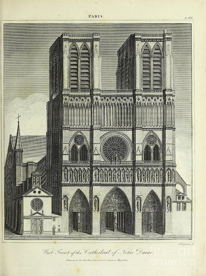 Cathedral of Notre Dame de Paris c1 Drawing by Historic illustrations