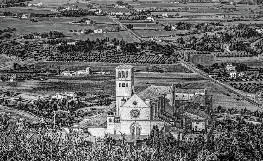 Basilica of St. Francis of Assisi, Black and White #1 Photograph by Marcy Wielfaert