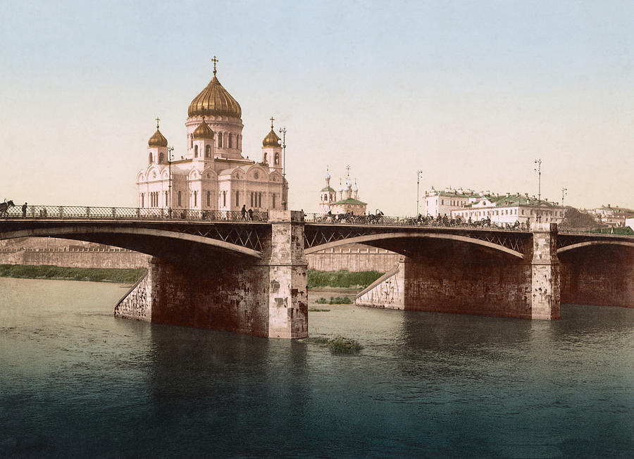 Cathedral Of St. Saviour - Moscow Circa 1900 Photochrom Photograph by War Is Hell Store