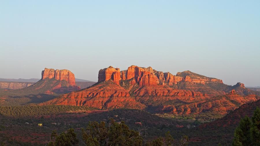 Sunset Photograph - Cathedral Rock and Courthouse Butte by Paul Rebmann