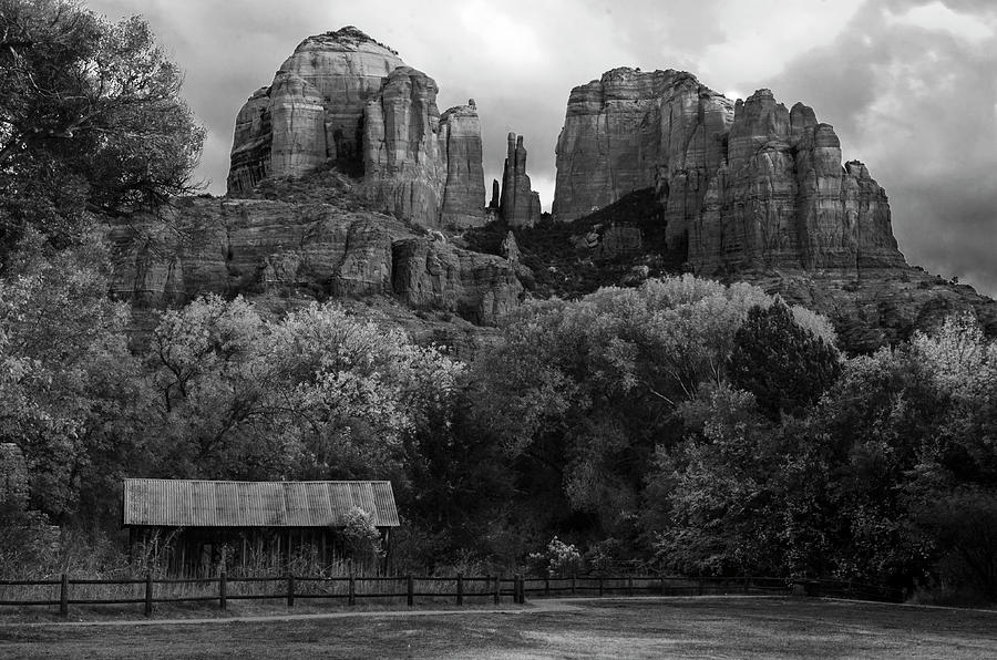 Cathedral Rock in Black and White Photograph by Dave Dilli
