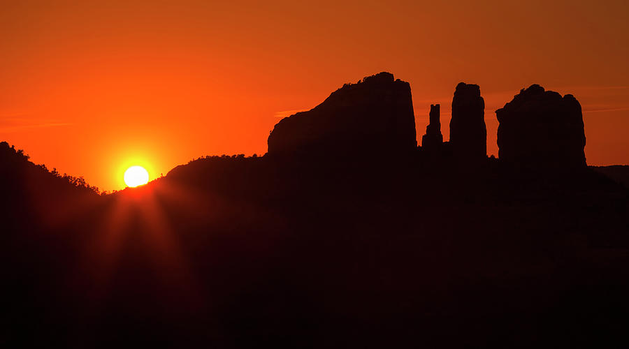 Cathedral Rock Sedona Sunset Silhouette Photograph by White Mountain Images
