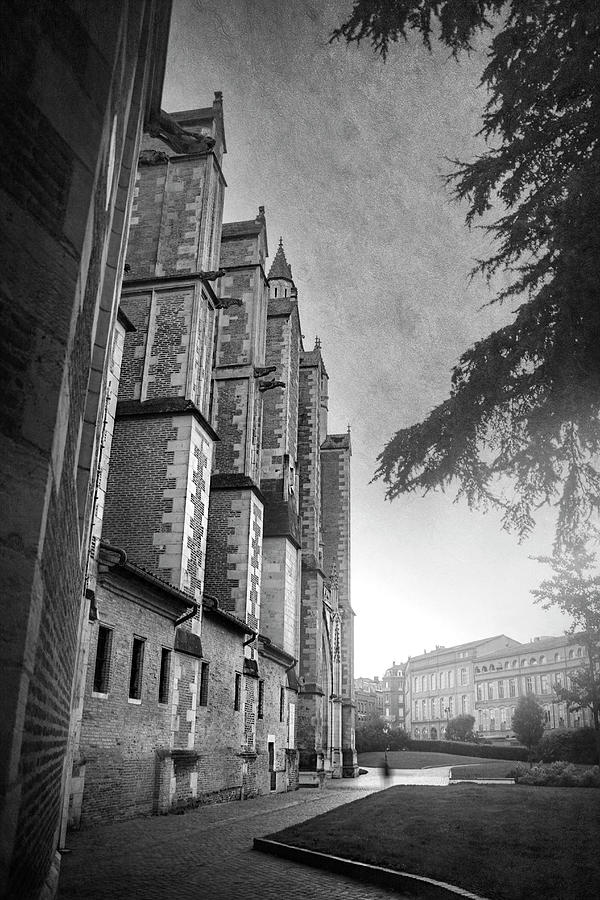 Romanesque Photograph - Cathedral Saint Etienne Toulouse France Black and White by Carol Japp