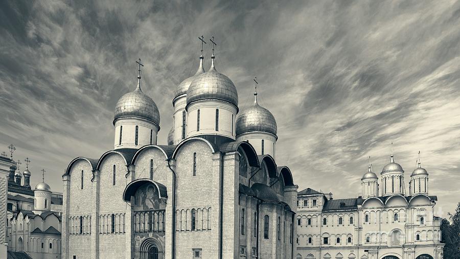 Cathedral Square Architecture, Moscow - Monochrome Photograph by Philip Preston