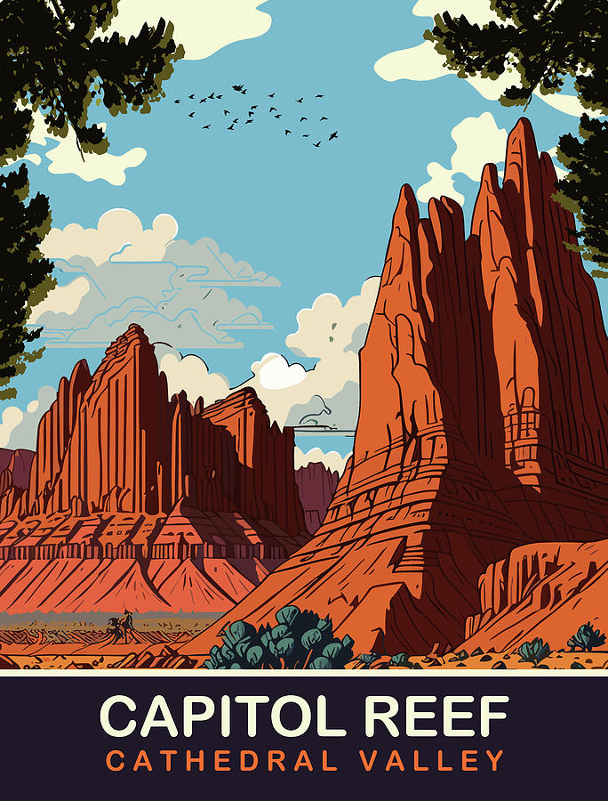 Vintage Digital Art - Cathedral Valley by Long Shot