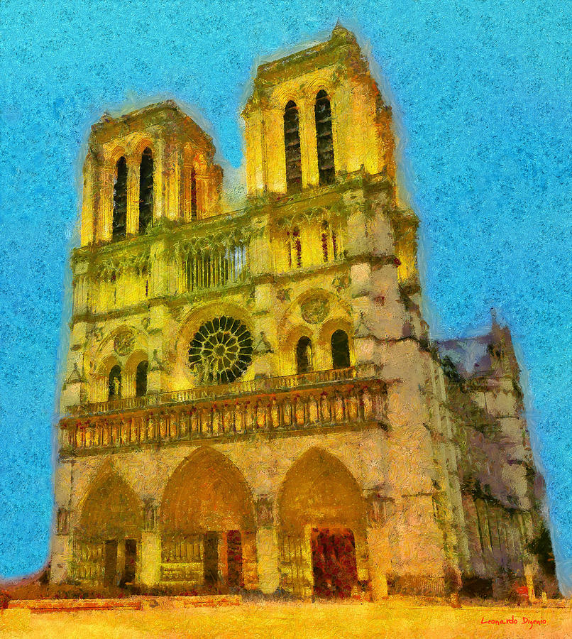 Cathedrale Notre-Dame Of Paris - PA Painting by Leonardo Digenio | Fine ...