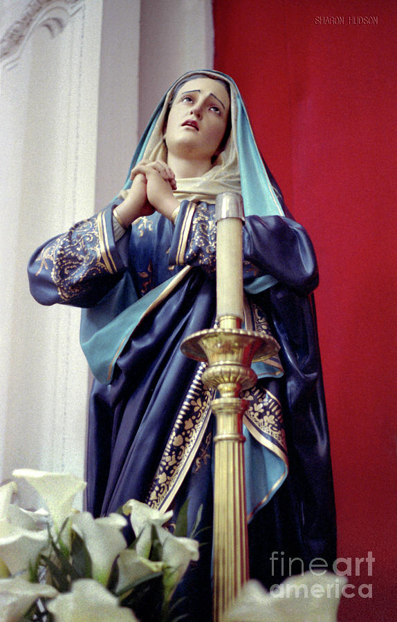 Catholic church statue - Virgin with Candle Photograph by Sharon Hudson