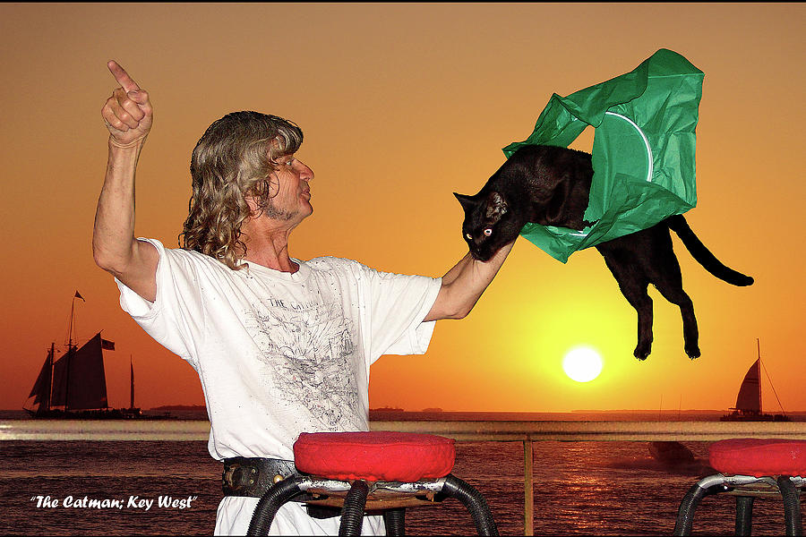 The Cat Man Key West w/title Digital Art by R C Fulwiler