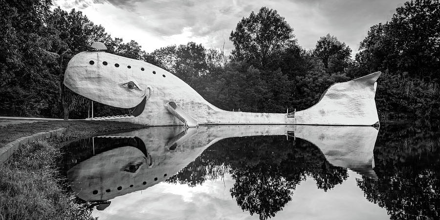 Catoosa Oklahoma Route 66 Blue Whale Reflections - Black And White Photograph