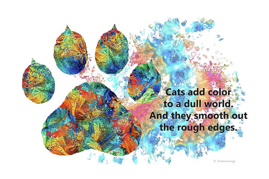 Cats Add Color Paw Art Painting by Sharon Cummings