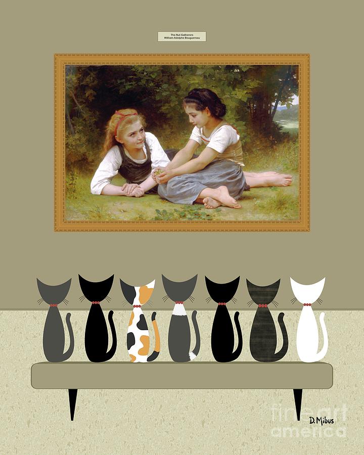 Cats Admire the Nut Gatherers Digital Art by Donna Mibus