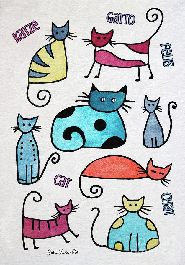 Cats Are All Around Painting by Jutta Maria Pusl
