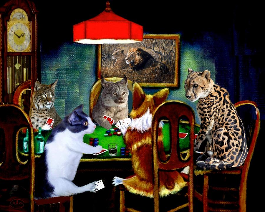 Cats are Wild Poker Painting by Ron Chambers