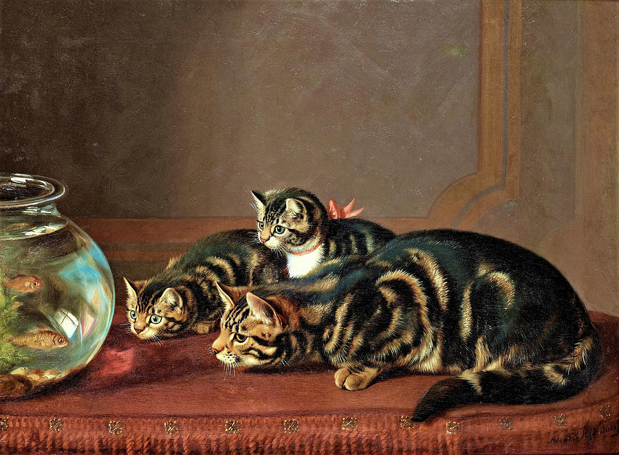 Horatio Henry Couldery Painting - Cats by a fishbowl - Digital Remastered Edition by Horatio Henry Couldery