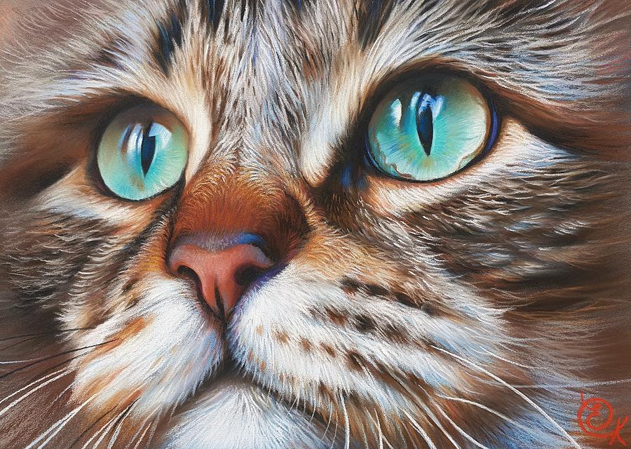 Cat Pastel - Cats close-up by Elena Kolotusha