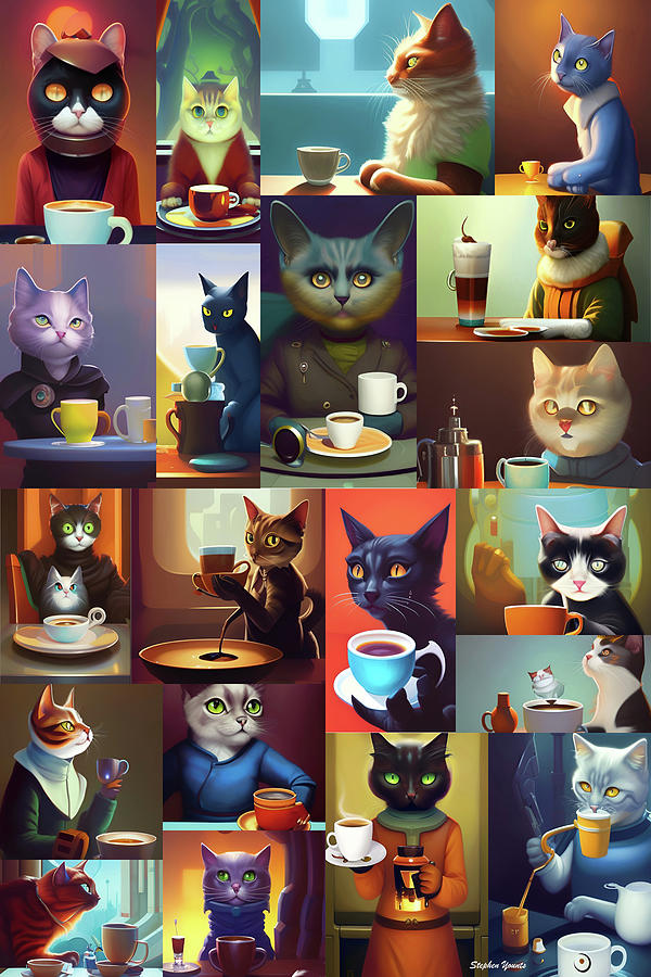 Cats Crave Coffee Digital Art by Stephen Younts