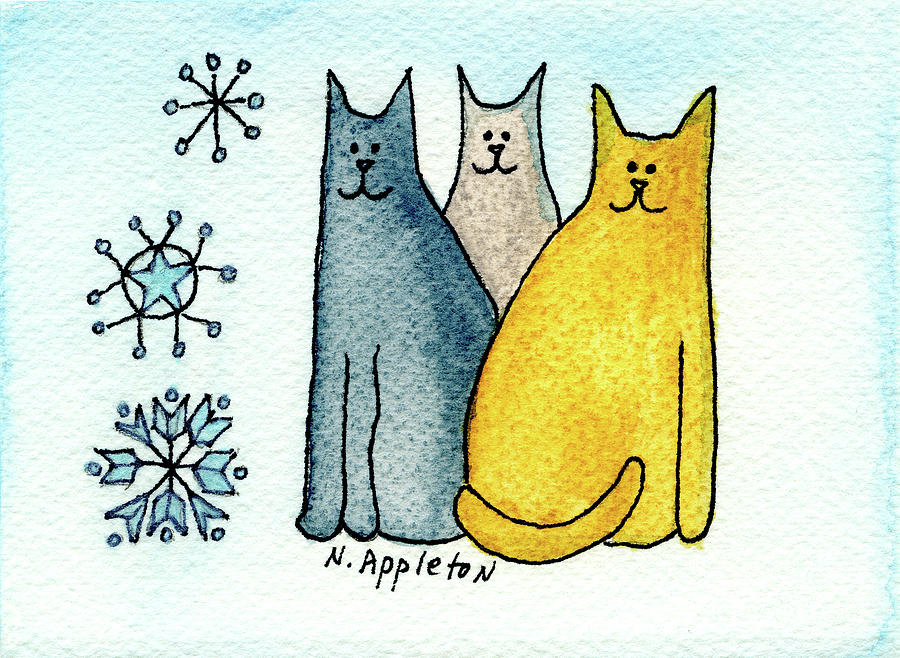 Cats Discover Snowflakes Painting by Norma Appleton