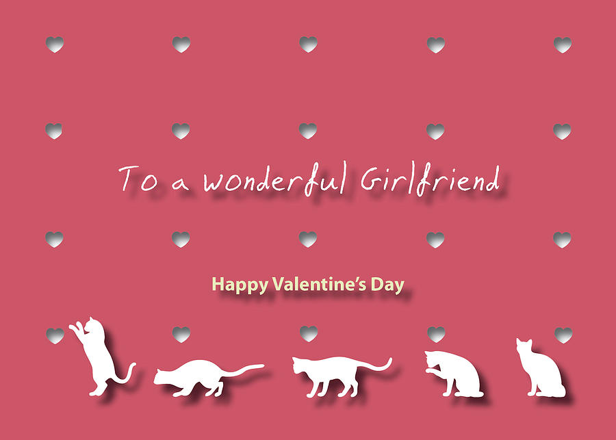 Cats Hearts Wonderful Girlfriend Valentines Day Digital Art by Jan Keteleer