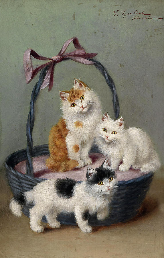 Cats in the Basket Painting by Sophie Sperlich