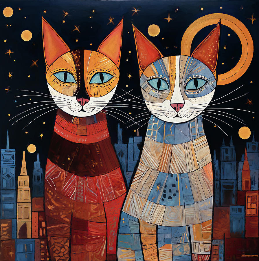 Cats In The City Mixed Media by Marian's Graphic - Fine Art America