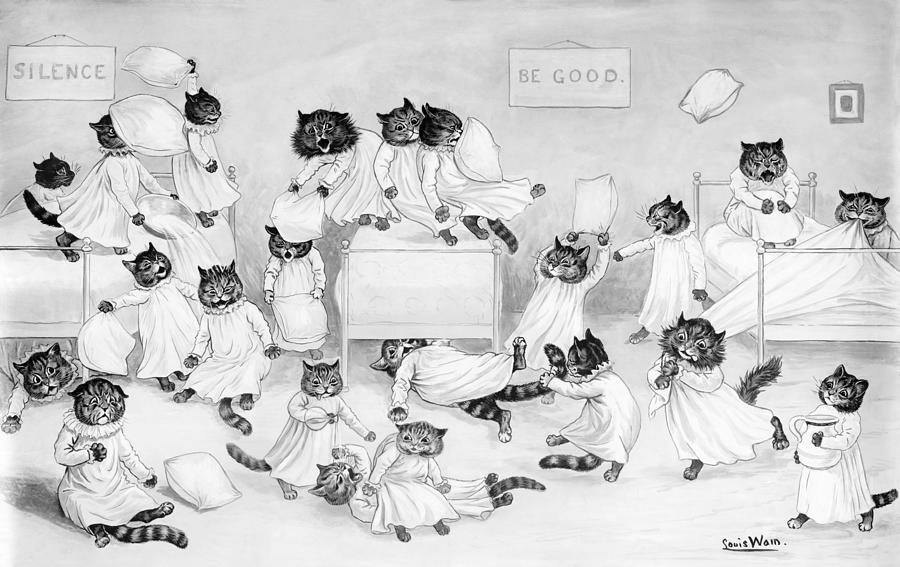 Cats In The Dormitory - Louis Wain - 1906 Painting by War Is Hell Store