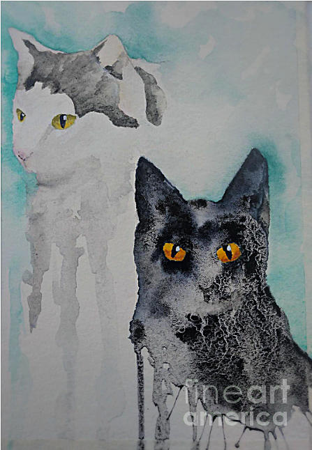 Cats Painting by Janet Cruickshank