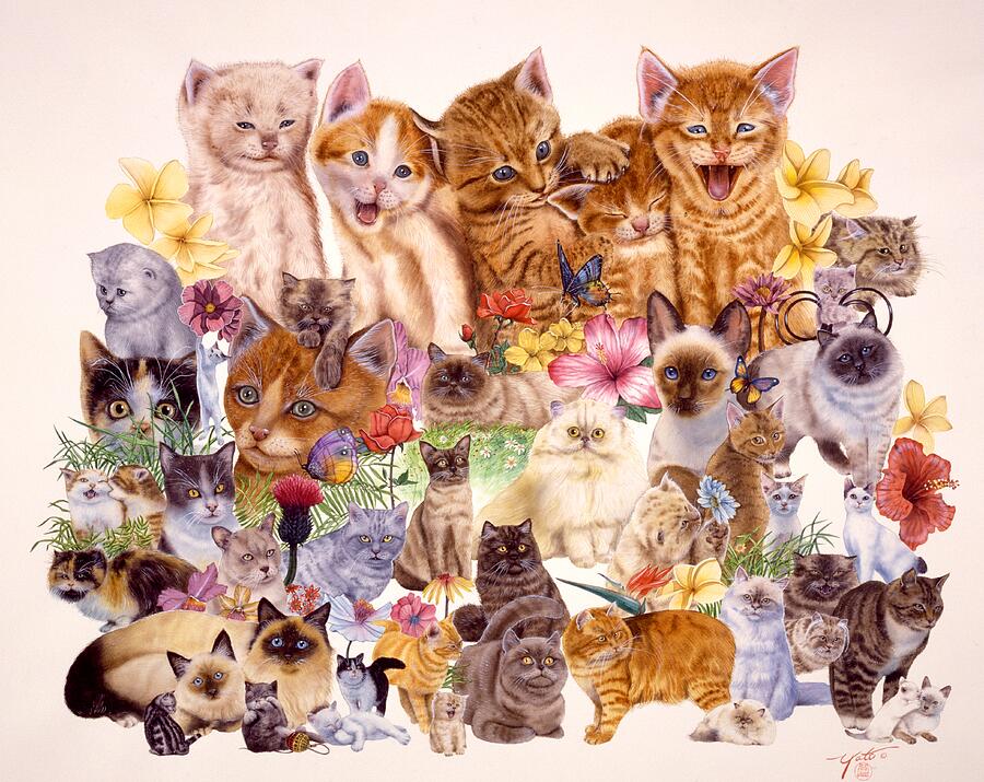 Cats Painting by John YATO