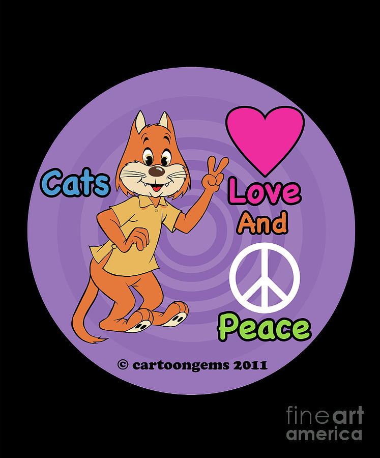 Comics Drawing - Cats Love And Peace by Cartoon Gems Comics Drawing - Cats Love And Peace by Cartoon Gems