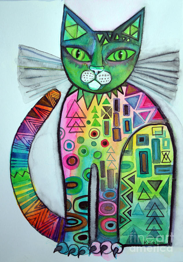 Cats Meow Painting by Karin Zeller