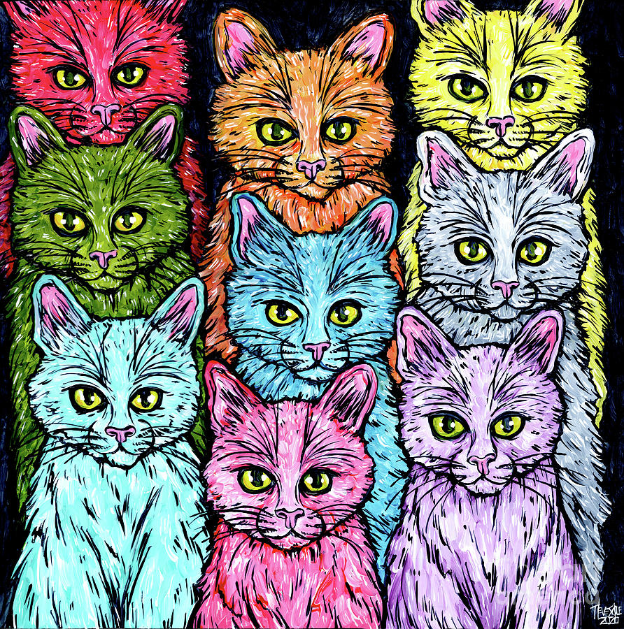 Cats of a Different Color Painting by Tracy Levesque