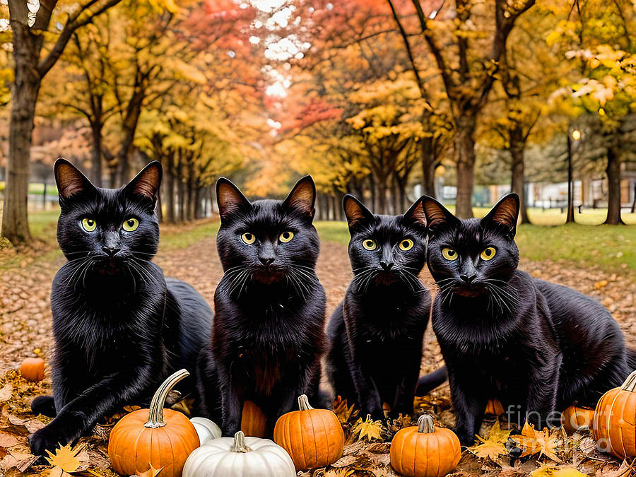 Cats of Halloween by Kaye Menner Photograph by Kaye Menner