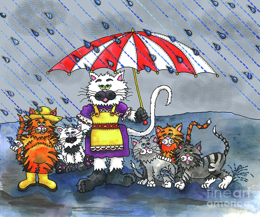 Cats on a Rainy Day Painting by Shelley Wallace Ylst