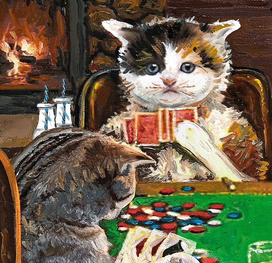 Cats Playing Poker Cat 2 Painting by Julie Pace Hoff
